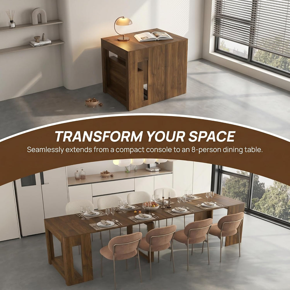 Extendable Dining Room Table for 1-10, 29.9"-108.7" Modern Farmhous...