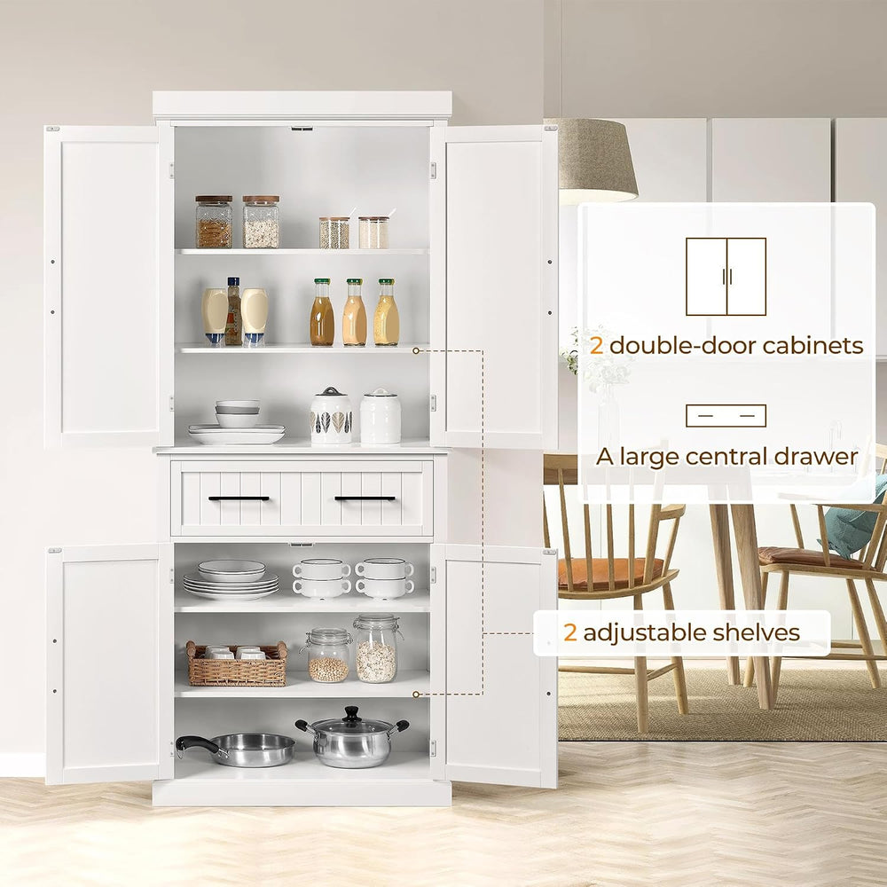 Yaheetech 72.5" H Freestanding 4-Door Kitchen Storage Cabinet,White | St...