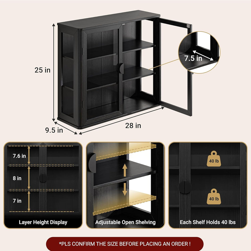 FIMELLO 28’’W Wall Cabinet with Tempered Glass Doors, Bathroom Cabinet Wall M...