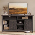 VASAGLE Tall Farmhouse TV Stand, Entertainment Center with Barn Doors, Storage Media Console Cabinet for Living Room, Bedroom, 58.3 x 15.7 x 31.9 Inch, Taupe Brown, LIRY Collection ULTV031T101S