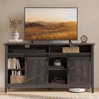 VASAGLE Tall Farmhouse TV Stand, Entertainment Center with Barn Doors, Storage Media Console Cabinet for Living Room, Bedroom, 58.3 x 15.7 x 31.9 Inch, Taupe Brown, LIRY Collection ULTV031T101S