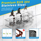 EUDELE 5-Pack Rustproof Stainless Steel Shower Caddy – No Drill Adhesive Bathroom Organizer with Large Capacity, Spacious Shower Shelves for Inside Shower, Kitchen & Home Decor Storage-XL Size