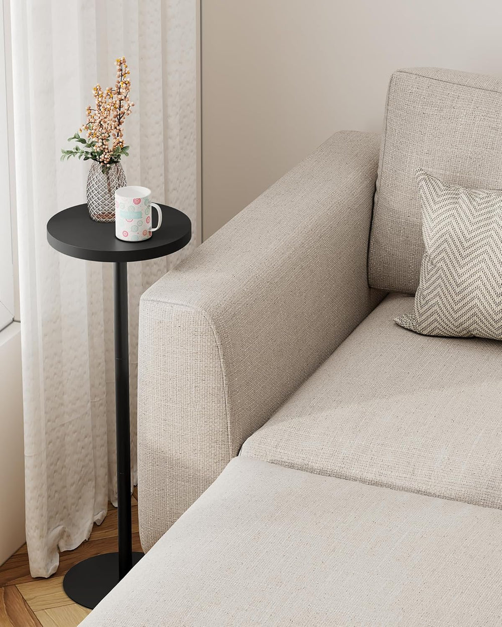 TUTOTAK Tall Round Side Table, Small End Table, Beside Table, Drink Table, Pe...