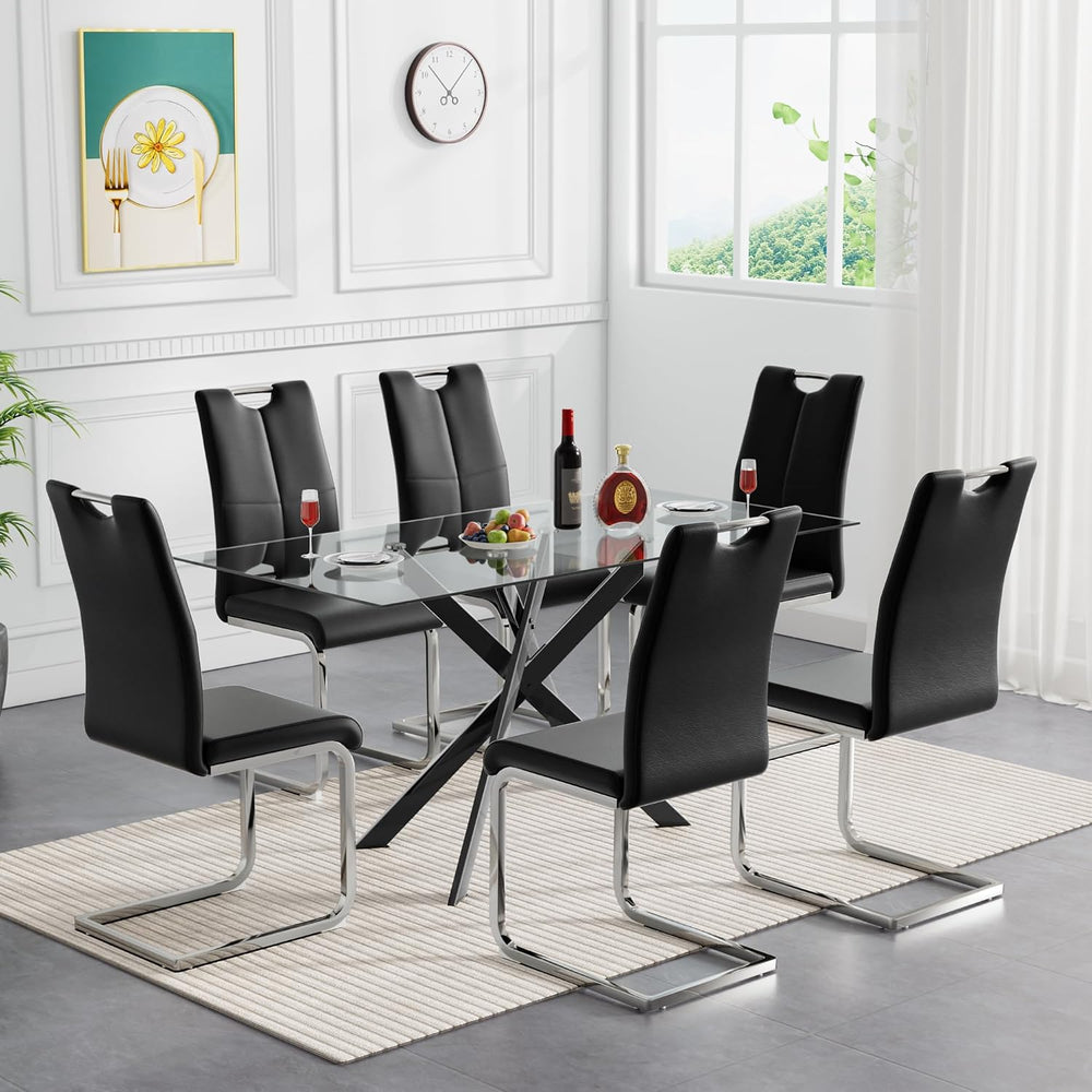 Modern Dining Table for 4-6 People, 51" Rectangle Dining Room Table with...