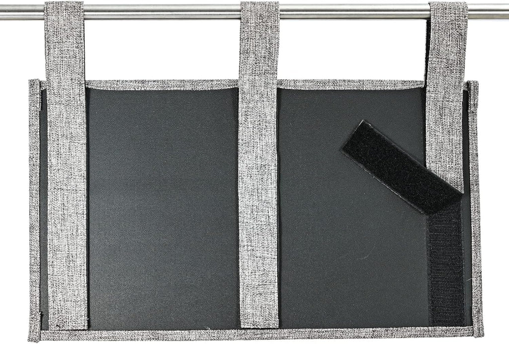 Linen Bedside Caddy, Bedside Storage Organizer for Hospital Beds, College Dorm Rooms or Baby Bed (6 Pockets-Grey)