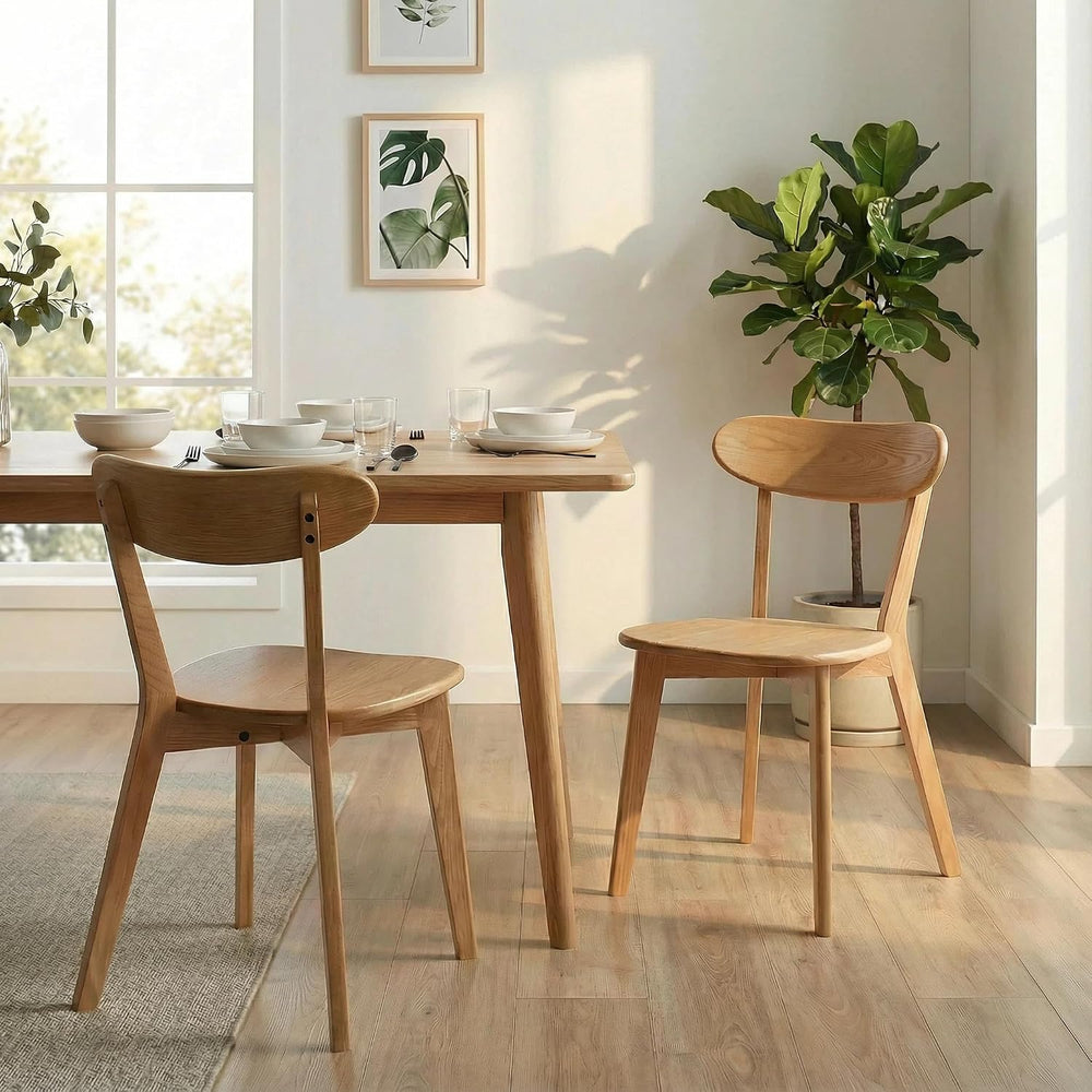 Solid Wood Dining Chairs Mid Century Modern Kitchen Chairs Set of 6 | Rounded...