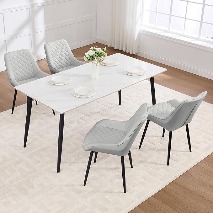 Dining Chair Set of 8, Modern Dining Chairs with Thick Cushions, Faux Leather...