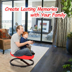 Kids Sensory Swivel Chair - Round Spinning Chair Seat for Balance, Coordination - Sensory Therapy Stool for Kids with Autism & ADHD - Active Indoor Play Set for Home & Classroom (Red)