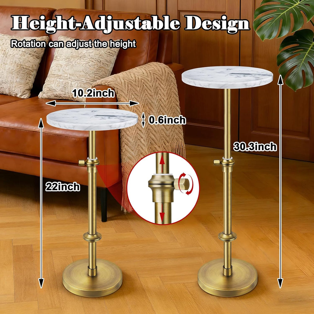 MILPROX Adjustable Height Natural Marble Drink Table,11 x 11 x 22-30 Inch | A...