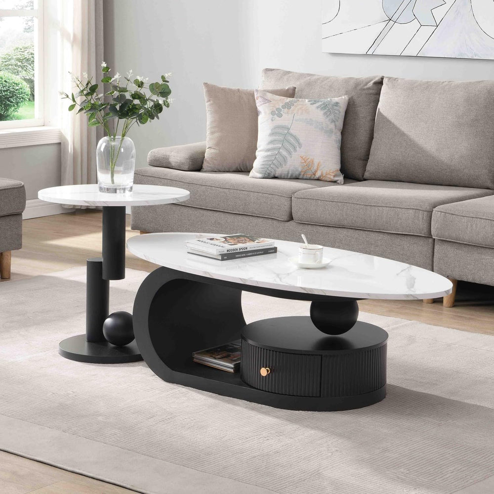 KEVINSPACE Coffee Table, Mid Century Modern Coffee Table for Living Room Rust...