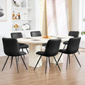 Dining Chairs Set of 6, Modern Dining Chairs with Thick Cushions, PU Leather Upholstered Kitchen Dining Room Chairs with Metal Legs for Dining Living Room (Black)