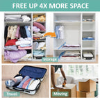6 Pack Vacuum Storage Bags, Space Saver Bags (2 Jumbo/2 Large/2 Medium) Compression Storage Bags for Comforters and Blankets, Vacuum Sealer Bags for Clothes Storage, Hand Pump Included