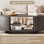 Coffee Table and TV Stand Set of 2,76.4'' Modern TV Console，Entertainment Center with 4 Drawers,Modern Oval Coffee Table with Storage, Wood Center Tables for Living Room, Bedroom, Home Office, Grey