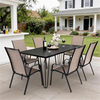 JEAREY Patio Dining Chairs Set of 6, Outdoor Stackable Dining Furniture Set, All Weather Dining Set for Lawn, Garden, Backyard, Poolside, Brown