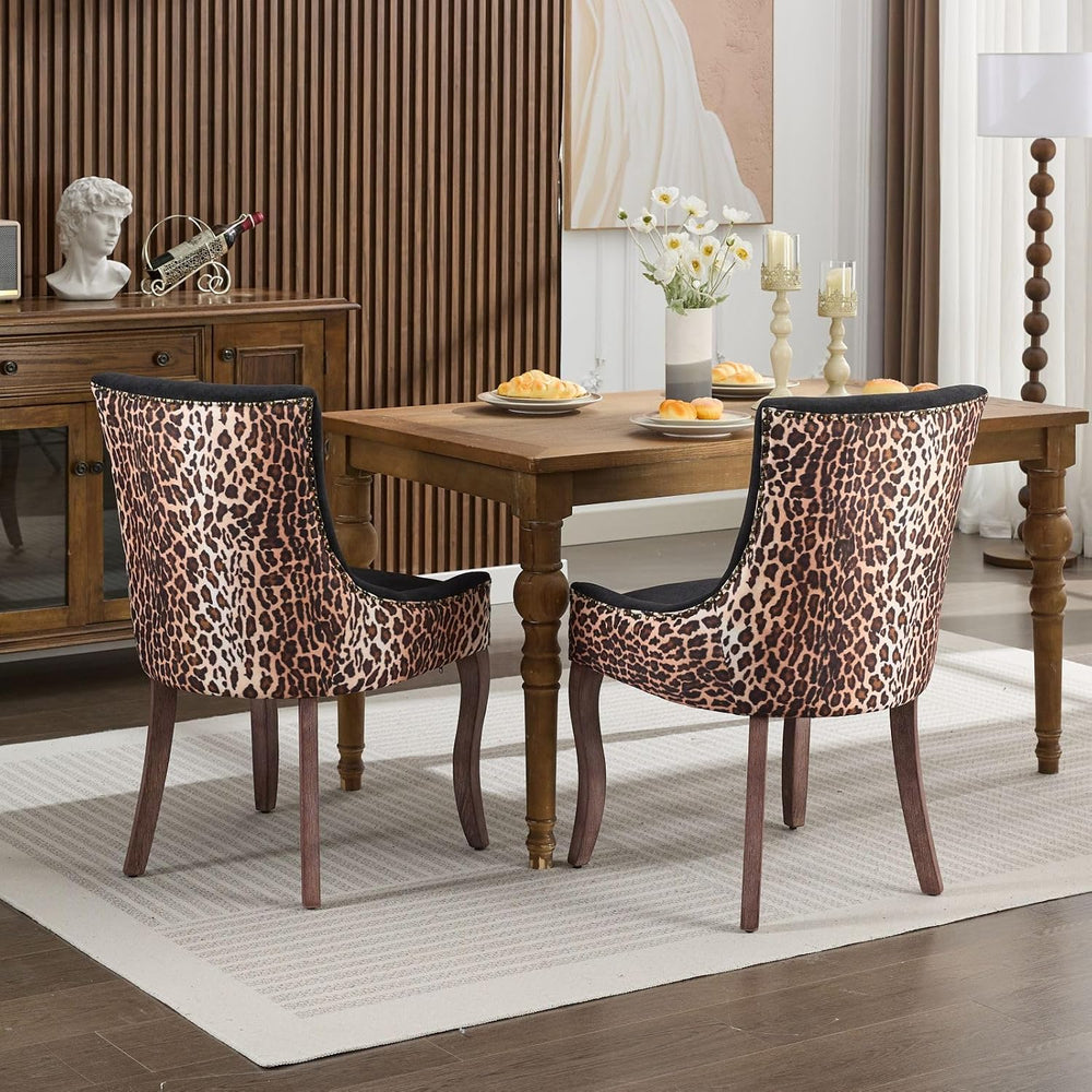 LKTART Upholstered Dining Chairs Set of 2, Solid Wood Kitchen Dining Room Cha...