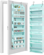 HOMELUX THEORY Over The Door Organizer Hanging - 50lbs Load 6 Large Front & 12 Side Pockets, 1 Pack Over The Door Shoe Organizer, Hanging Closet Organizer For Toys, Diaper, Purse, Sewing (Baby Blue)