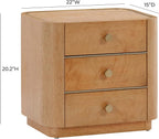Tov Furniture Abigail Natural Birdseye Maple 3-Drawer Nightstand