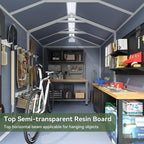 Aoxun 6X8 FT Resin Outdoor Storage Shed with Floor, Plastic Garden Shed with Lockable Door and Window, Tools House to Store Patio Furniture, Bike Accessories, Garbage Can and Lawn Mower - Grey