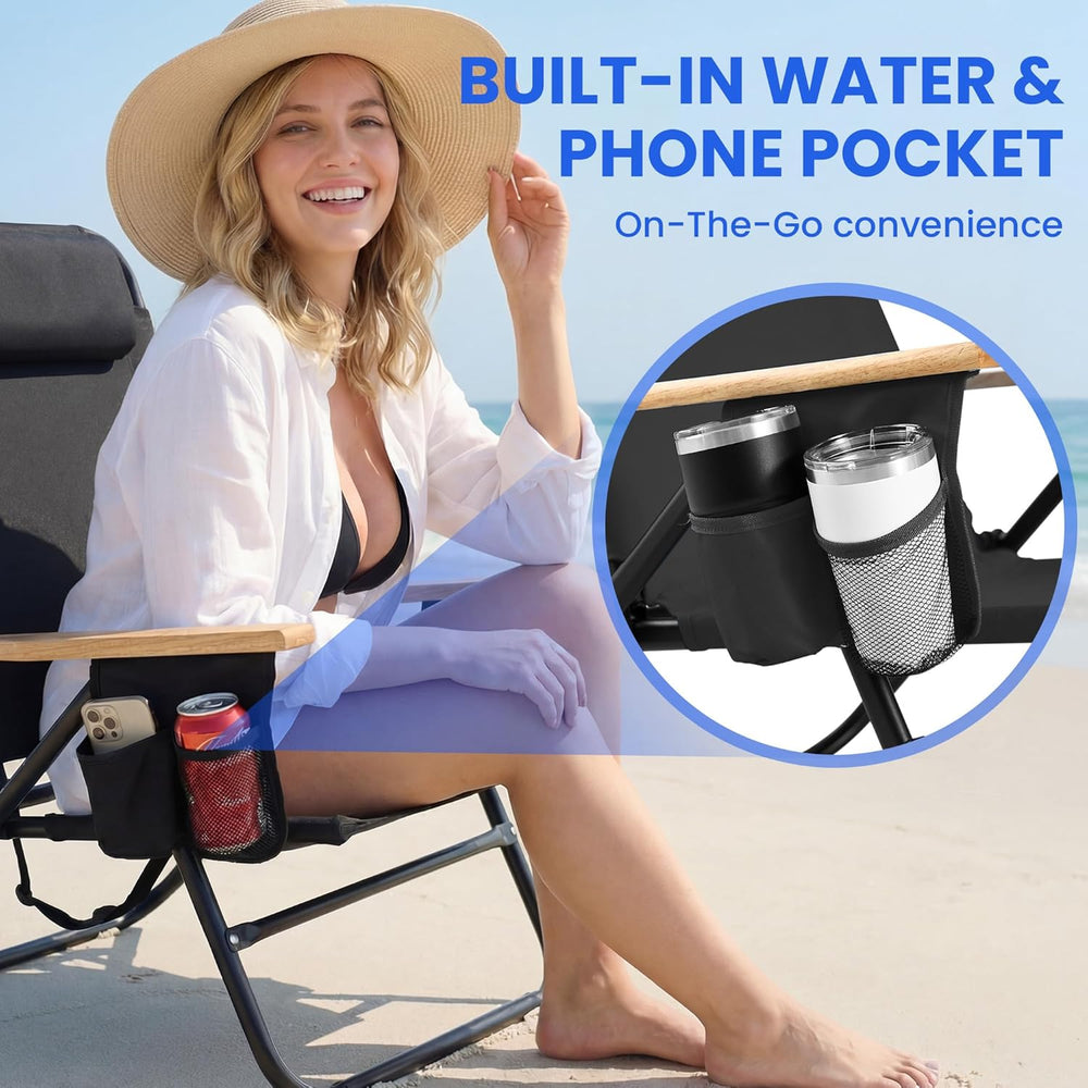 Cansky Portable Beach Chair for Adults, Outdoor Lightweight Camping Chair wit...