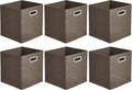 Amazon Basics Collapsible Cube Storage Organizer Bins, 6-Pack, 10.5 x 10.5 x 11 inches, Taupe