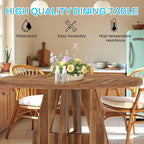 47" Round Dining Table for 4-6, Modern Dinner Table Farmhouse Round Small Kitchen Tables with Wooden Cross Base for Dining Room, Kitchen, Living Room, Vintage Brown