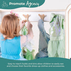 Guidecraft EdQ Dress-up Storage with Bins Natural: Kids Dress Up Rack with Mirror, Shoe Storage Shelf, and Cubbies for Costume and Pretend Play | Toddler Closet, Montessori Wood Bedroom Furniture