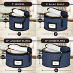China Storage Containers 5-Piece Set Moving Boxes for Dinnerware, Glasses, Plates, Mugs and Saucers Sturdy Quilted Microfiber Dish Organizer with Dividers for Seasonal Storage - Holds Set of 12, blue