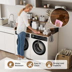 4 Drawers Washer Dryer Countertop with Shelf, 27.5" D x 54" W Laundry Topper with 3.54" High Guardrails and Non-Slip Pads,Extra Storage Organizer for Over Washer and Dryer, Holds 66 Lbs,Vintage Brown