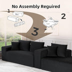 Cloud Sectional Couch, 104”L-Shape Large Oversized Sofa with Left Chaise Lounge, Modular Sleeper Couch with Pillows & Deep Seat, Flannel Velvet Compressed Sofa for Living Room, Black