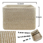 COMFY-HOMI Cotton Rope Woven Basket with Handles for Shelves,Toys,Book, Cloth Storage Baskets Bin for Organizing- 1 PCSToy Decorative Organizer for Living Room, Bathroom