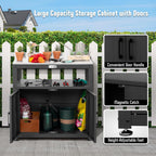 Garden Potting Bench with Storage Cabinet, Outdoor Gardening Table & Work Bench for Plants, Horticulture, Outdoor Workstation with Stainless Steel Tabletop, Outdoor Work Table