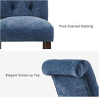 Tufted Dining Chairs Set of 2, Upholstered Parsons Dining Room Chairs, Fabric Kitchen Side Chair with Wood Legs, Blue