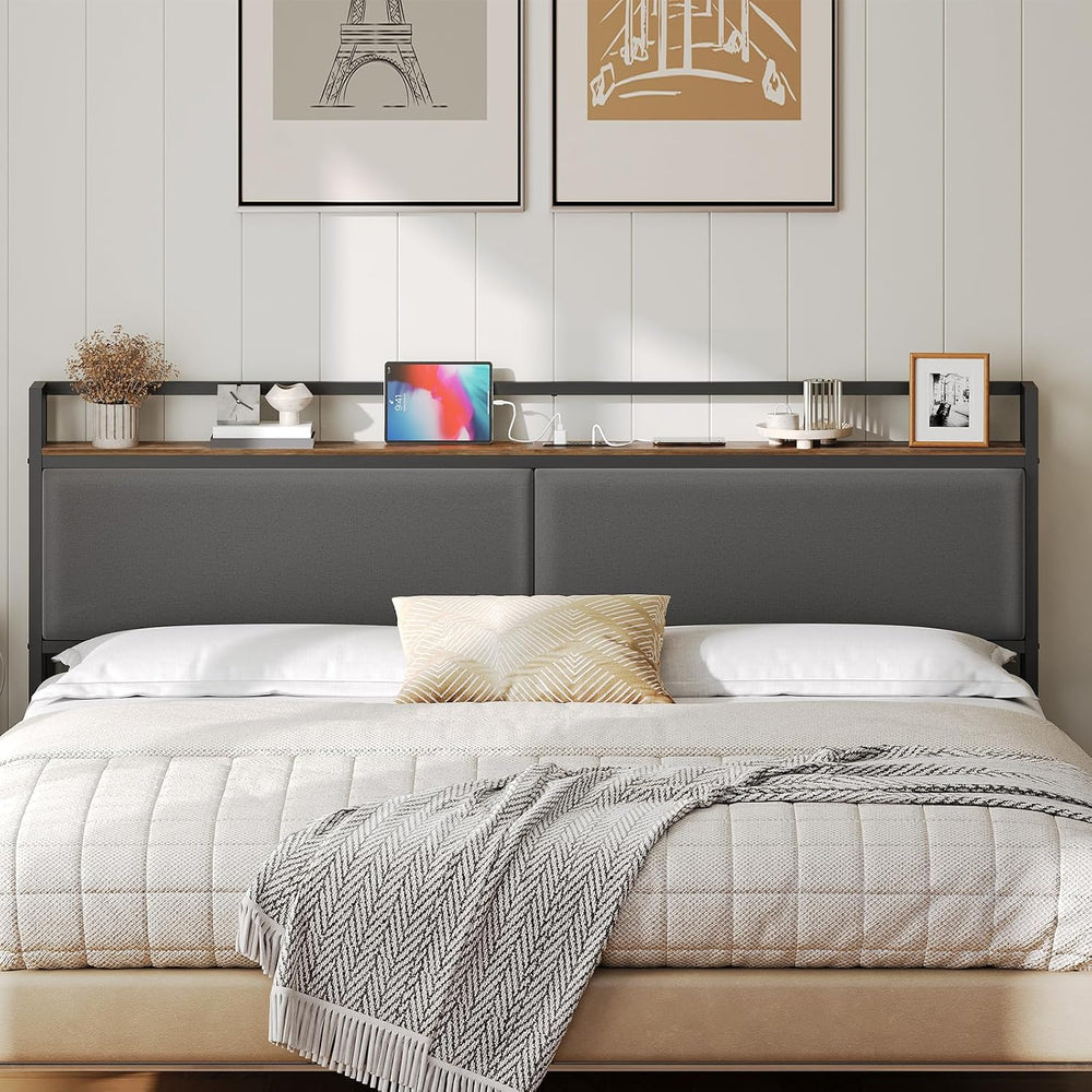 YATINEY King Size Headboard Only, Head Board with Sliding Charging Station, I...