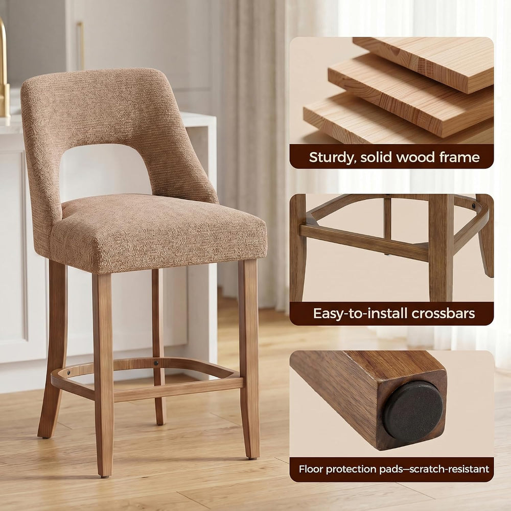 UVV Bar Stools Set of 3, Upholstered Counter Height Bar Stools, Modern Counte...