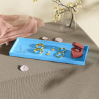 Vanity and Bathroom Tray, 15" ABS Countertop Organizer,Waterproof Vanity Tray for Toilet Tank,Perfume,Soap,Keys,Bathroom Accessories,Kitchen and Bath Trays,Non Slip Small Trays,Blue
