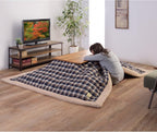 AZUMAYA Kotatsu Futon Comforter Square Shape W75 x D75 Inches, Polyester Fabric Material, Home and Living, Navy Checked Design KK-103BL, This Order Comes only Futon Comforter