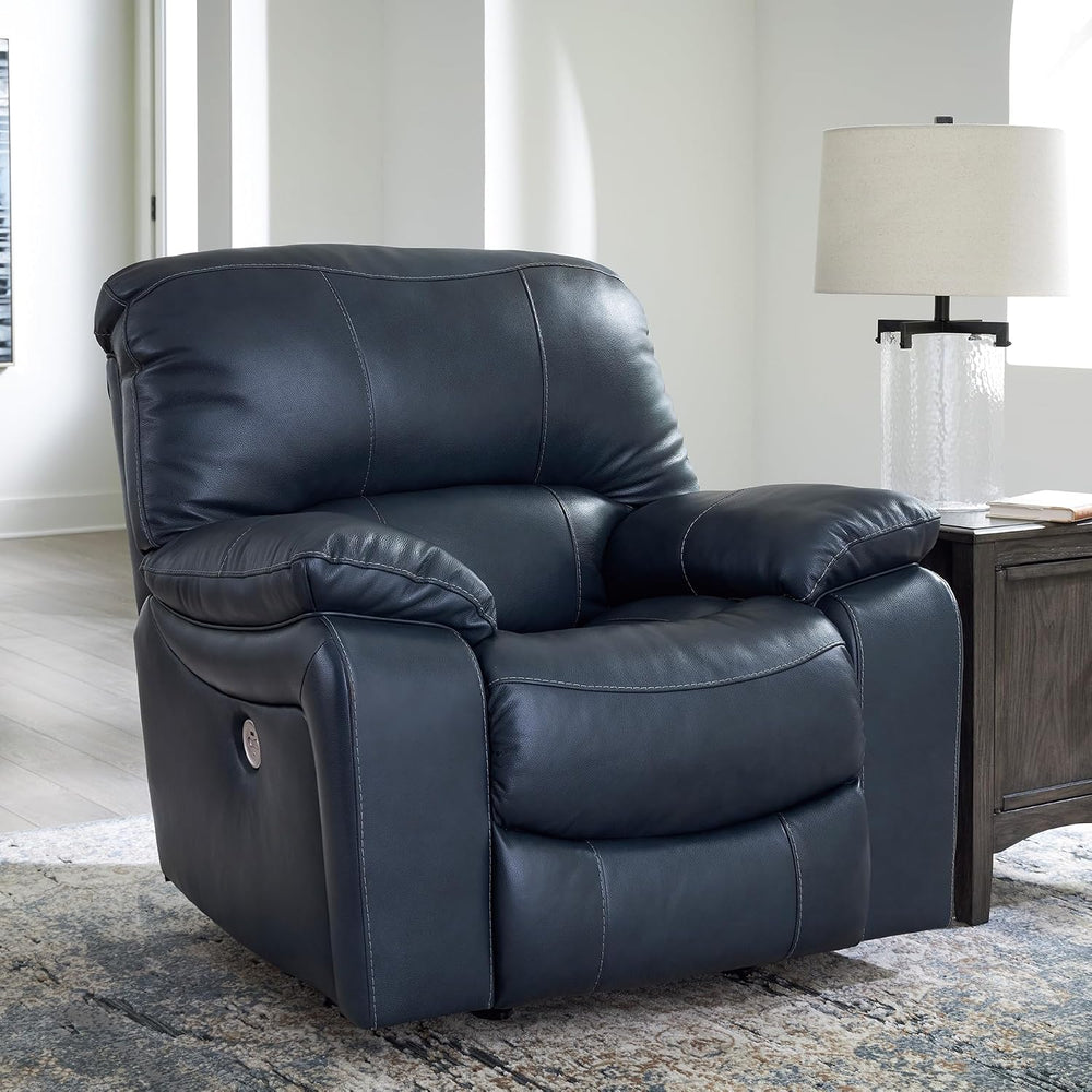 Signature Design by Ashley Leather Power Rocker Recliner Chair, Ocean Blue