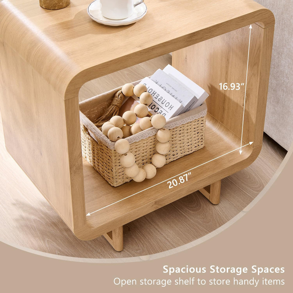 IFGET 23.6" Modern End Table, 2 Tier Side Table with Charging Station, S...