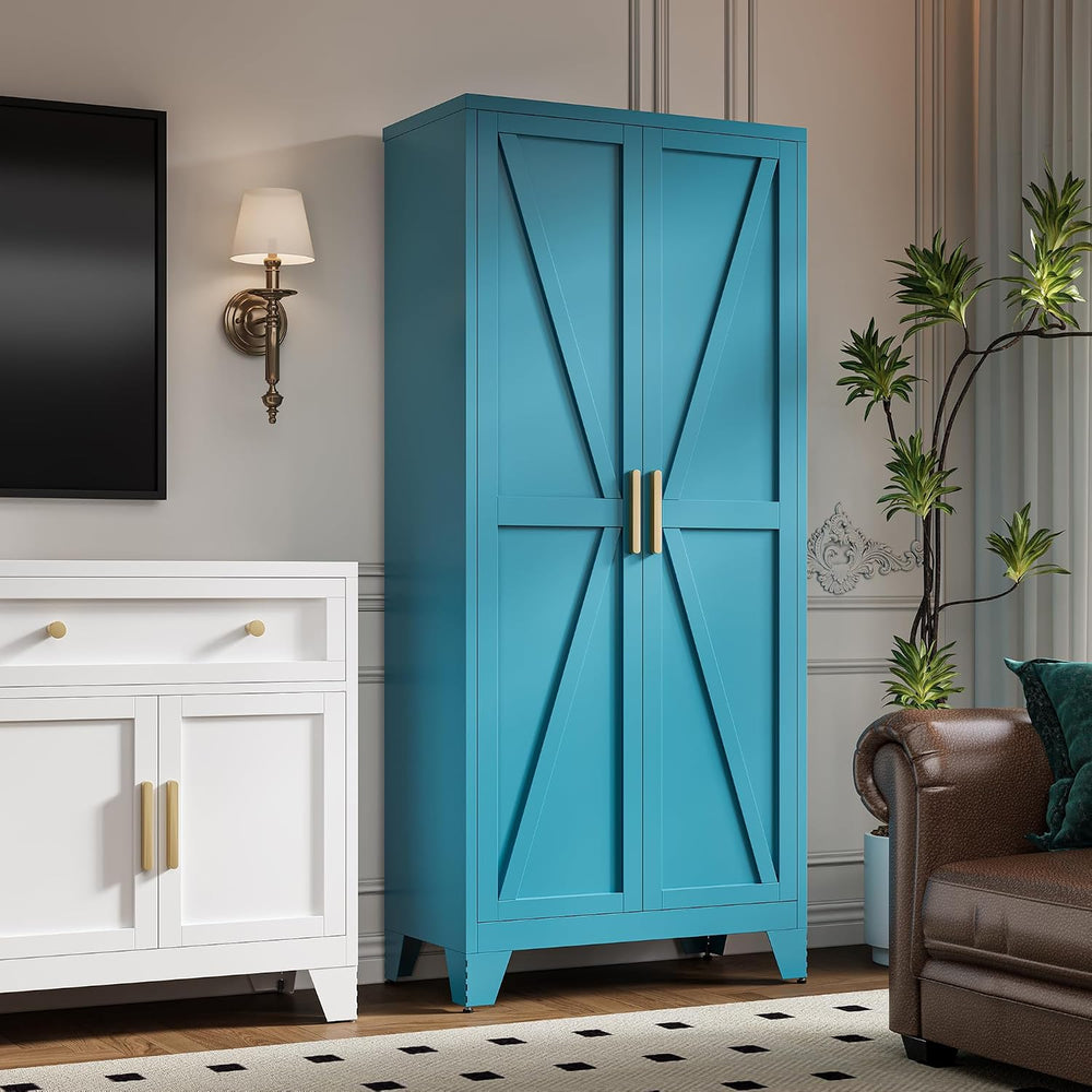 LCAOPC 71" Tall Metal Storage Cabinet with 2 Doors and 4 Adjustable Shel...
