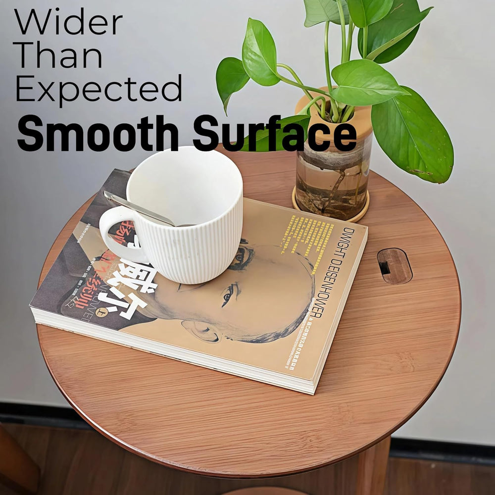 Bamboo Side Table for Sofa - Adjustable Height C Shaped End Tables for Small ...