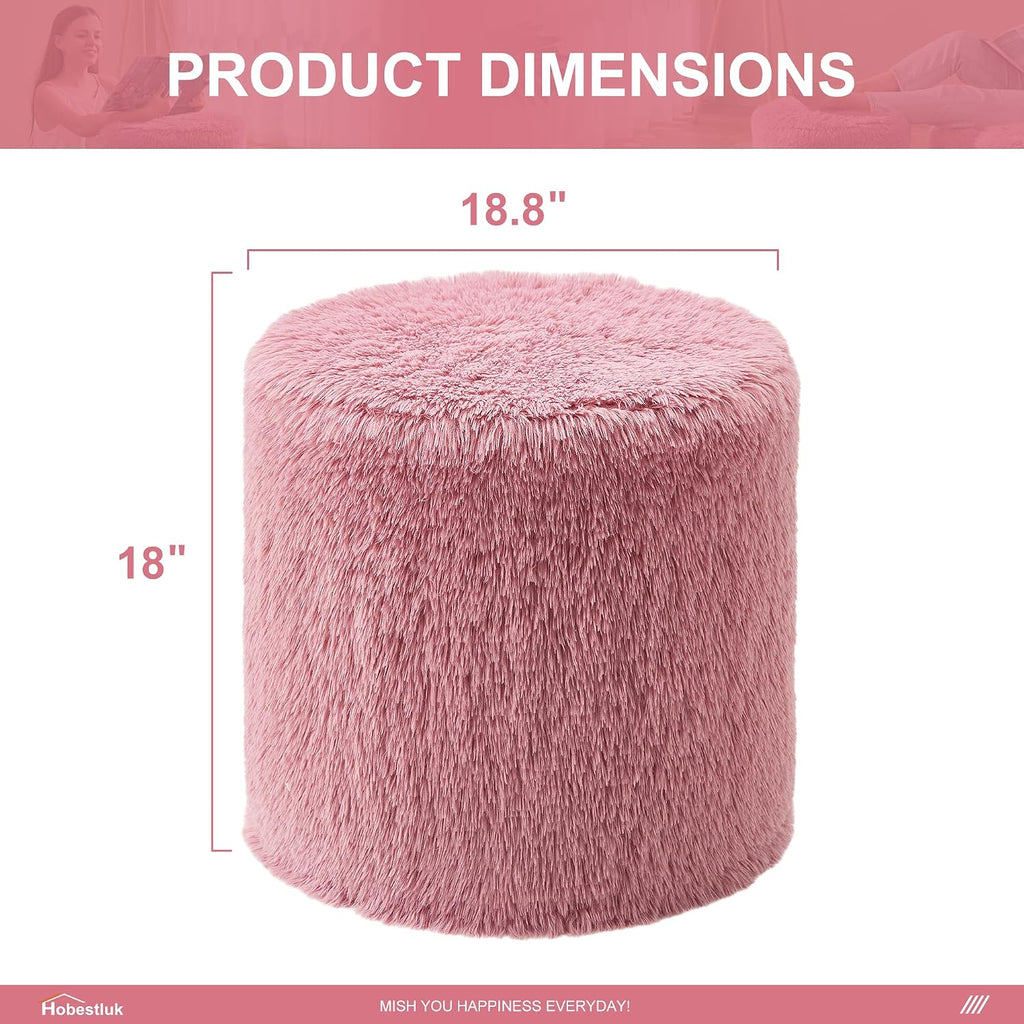 Hobestluk Bean Bag Chairs Ottoman for Adults Bean Bag Chair Footrest Foam Filled Ottoman of BeanBag Footstool of Lazy Sofa for Bedroom, Living Room, Apartment (Small, Pink)