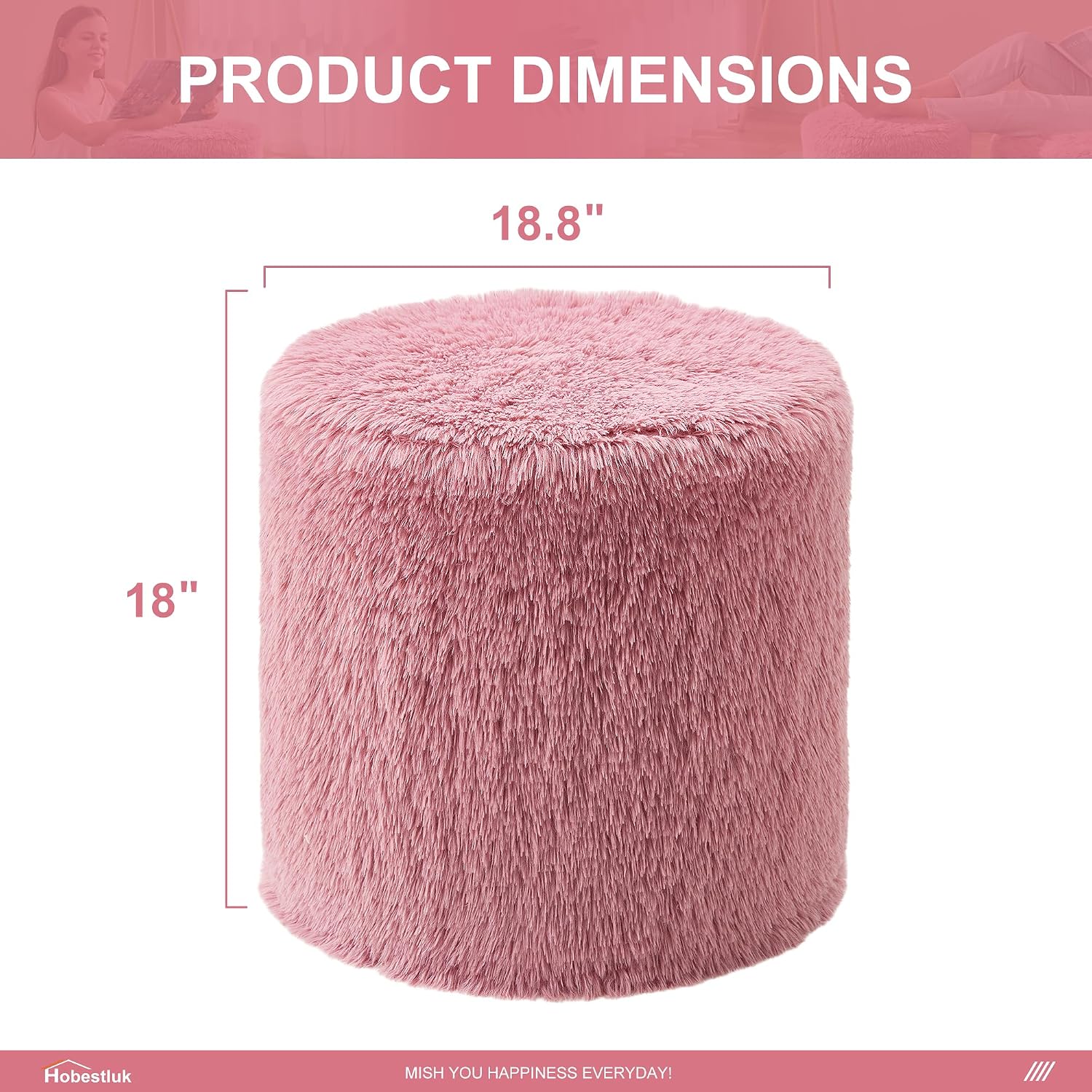 Hobestluk Bean Bag Chairs Ottoman for Adults Bean Bag Chair Footrest Foam Filled Ottoman of BeanBag Footstool of Lazy Sofa for Bedroom, Living Room, Apartment (Small, Pink)