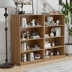 49" Wooden Book Shelf, 2 Shelf Bookcase, Modern Bookshelf with Adjustable Shelf for Home Office, Study Room, Oak