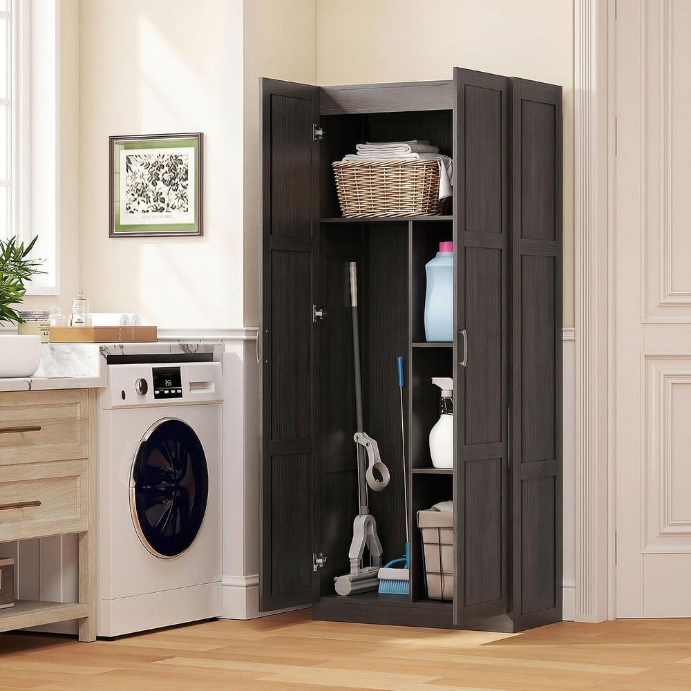 HOMCOM 71" Tall Kitchen Pantry Cabinet with 4 Adjustable Shelves Espress...