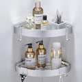Adhesive Corner Shower Caddy with Hooks,Bathroom Shower Organizer, No Drilling Rust Proof Aluminum Shower Shelf for Inside Shower 2 Pack (Silver)