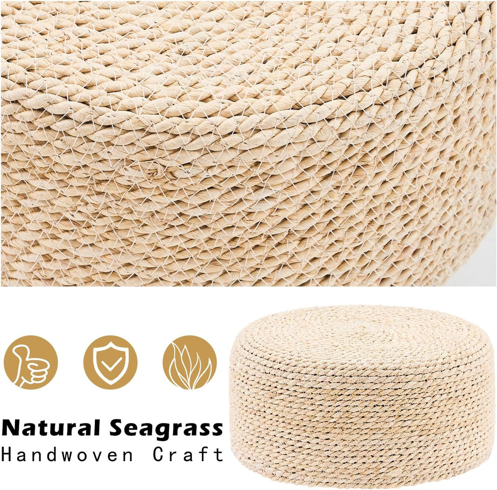 Cpintltr Ottoman Natural Seagrass Footrest Poufs Hand Weave Round Foot Stool ...