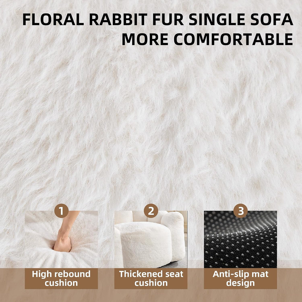 YITAI Large Bean Bag for Adults, Faux Fur Reading Sofa Chair with Petal Backr...