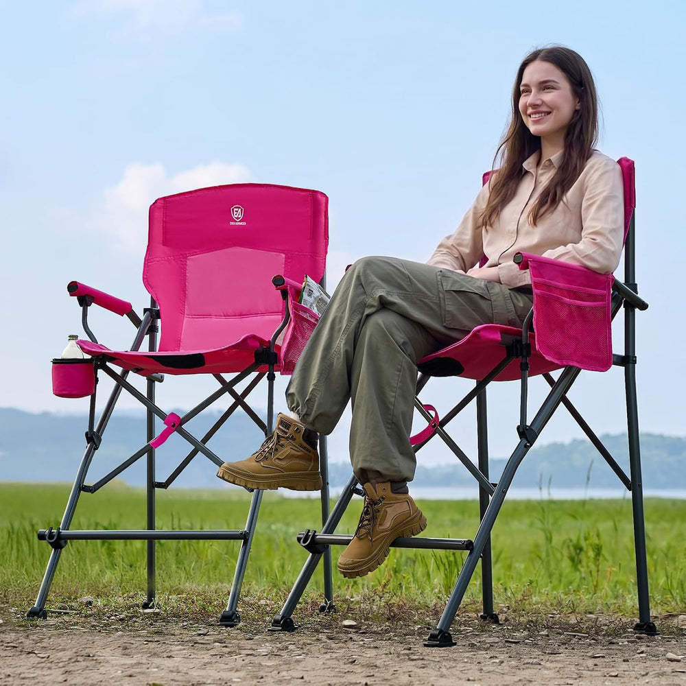 EVER ADVANCED Tall Director Chair 31" Foldable Camping with Carry Bag Pink