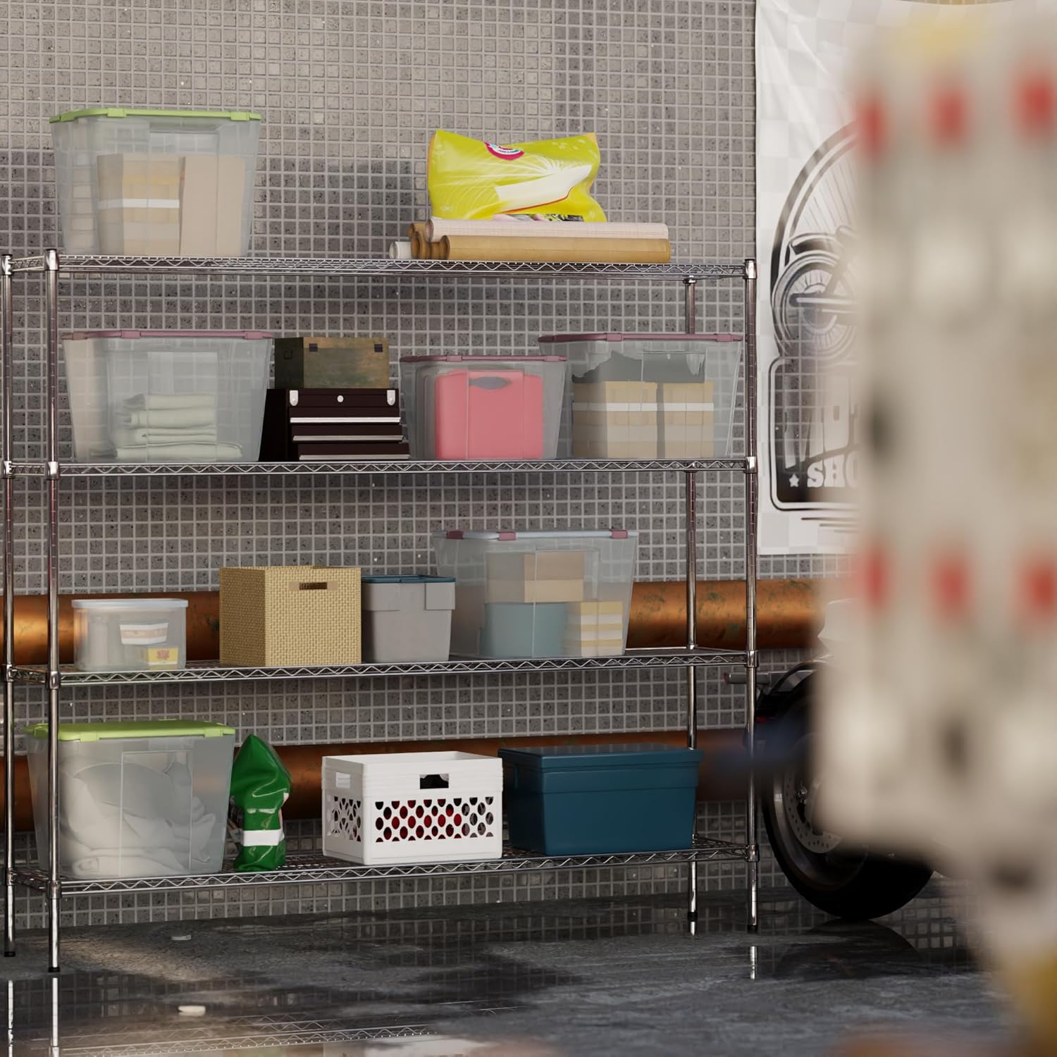 14" Deep x 72" Wide x 64" Height Wire Shelving Kit | 4-Tier | NSF Commercial Storage Rack Unit