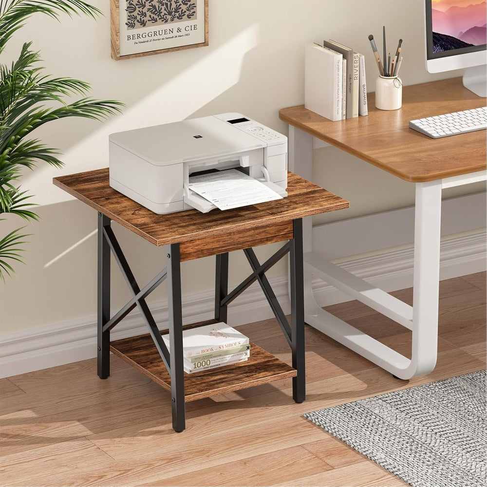 GreenForest Square End Table for Living Room, 20 Inch Large Side Table with X...